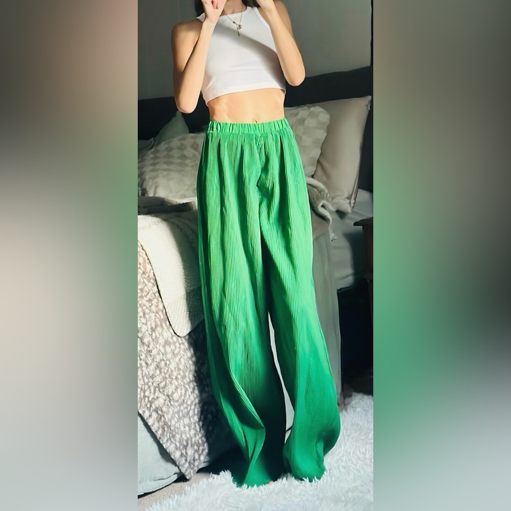 Princess Polly green wide leg pants